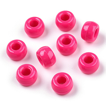 Opaque Plastic Beads, Barrel, Camellia, 9x6mm, Hole: 3.8mm, about 1950pcs/500g