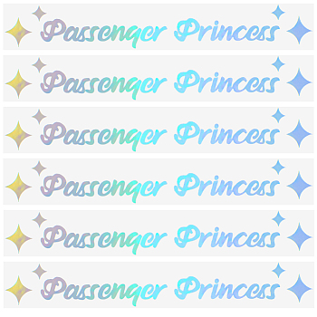 PVC Passenger Princess Self Adhesive Car Stickers, Waterproof Word Car Rearview Mirror Decorative Decals for Car Decoration, Colorful, 18x105x0.3mm