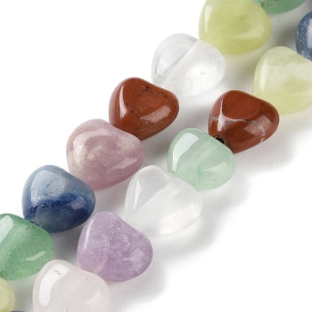 Natural Quartz Crystal & Red Jasper & Green Aventurine & Blue Aventurine & Lepidolite & Amethyst & Lemon Jade Beads Strands, Heart Shape, 8x8.5x5~5.5mm, Hole: 1mm, about 49pcs/strand, 14.96 inch(38cm)