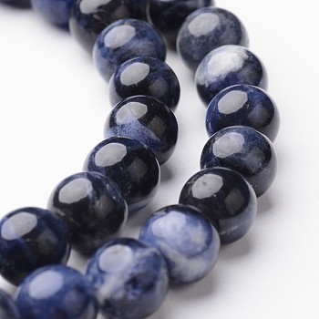 Round Natural Sodalite Bead Strands, 8mm, hole: 1mm, about 47~48pcs/strand, 15 inch