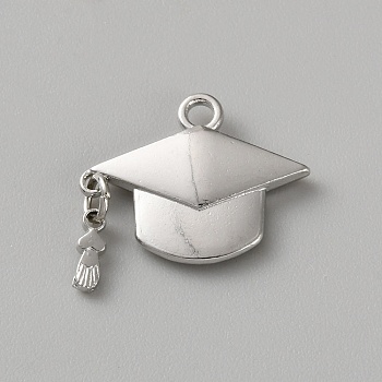 Alloy Pendants, Hat, Platinum, 15x19x3mm, Hole: 2mm