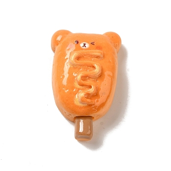 Opaque Resin Imitation Food Decoden Cabochons, Bear Bread, Orange, 28x17.5x10mm