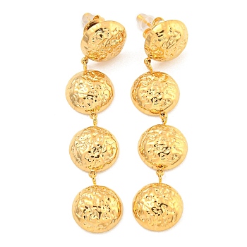 304 Stainless Steel with Textured Stud Earrings for Women, Real 18Ksem Gold Plated, Half Round, 58x12mm