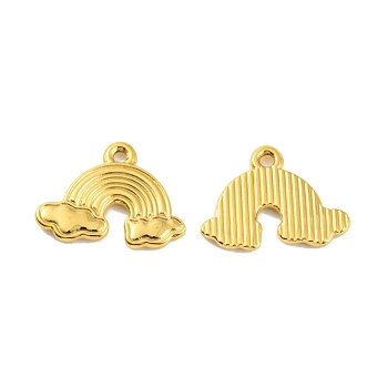 Ion Plating(IP) 304 Stainless Steel Pendants, Rainbow Charm, Real 18K Gold Plated, 14.5x19x1.5mm, Hole: 1.6mm