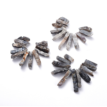 Natural Agate Pendants, Rectangle, 19~47.5x7~11x5~11.5mm, Hole: 1.2mm, 11pcs/set