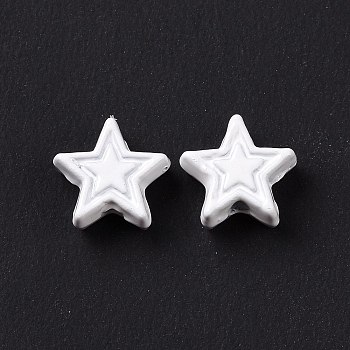 Spray Painted Alloy Beads, Star, White, 7x7.5x3.2mm, Hole: 1.2mm