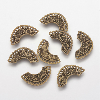 Tibetan Style Alloy Chandelier Component Links, Fan, Nickel Free, Antique Bronze, 13x24x2.5mm, Hole: 1mm