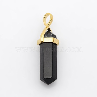 Golden Bullet Black Agate Pendants