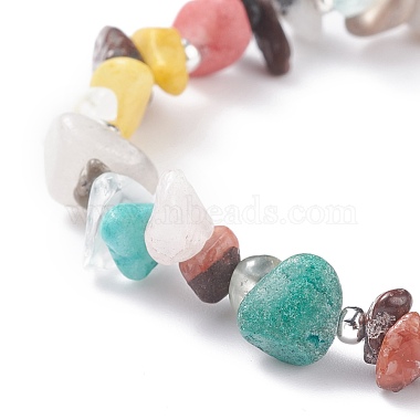 Natural & Synthetic Mixed Gemstone Chips Beaded Stretch Bracelet for Women(BJEW-JB07657-01)-4