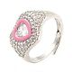 Enamel Heart Adjustable Ring with Clear Cubic Zirconia(RJEW-Q781-01P-03)-1