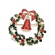 Colorful Christmas Wreath with Bell Enamel Pin with Rhinestone(X-JEWB-A004-07G)-1