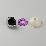 Glitter Plastic Craft Doll Eyes, with Eyes Washers, Safety Eyes, Stuffed Toy Eyes, Half Round, Dark Violet, 21.5x18mm(KY-WH0048-53A-04)
