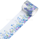 1 Roll Flower Pattern Stickers PET Adhesive Tape, for DIY Photo Album Diary Scrapbook Decoration, Deep Sky Blue, 50mm(DIY-GF0012-37)
