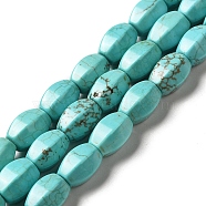 Natural Howlite Beads Strands, Dyed, Faceted, Drum, Turquoise, 12x9x8.5mm, Hole: 1.2mm, about 34pcs/strand, 15.91 inch(40.4cm)(G-C025-17)
