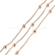 Vacuum Plating 304 Stainless Steel Snake Chains, Satellite Chains, with Spool, Soldered, Rose Gold, 1.5mm, about 32.81 Feet(10m)/Roll(CHS-P014-02RG)