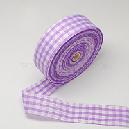 Gingham Ribbon Single Face Satin Ribbon, Polyester Ribbon, Tartan Ribbon, Nice for Party Decoration, Medium Orchid, 1-5/8 inch(40mm), about 100yards/roll(91.44m/roll)(SRIB-S004-40mm-6)
