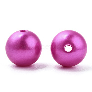 Spray Painted ABS Plastic Imitation Pearl Beads, Round, Magenta, 10x9.5mm, Hole: 2mm, about 1040 pcs/500g(OACR-T015-05C-14)