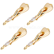 Beebeecraft 5Pcs Brass Pave Clear Cubic Zirconia Hook Clasps, Nickel Free, Heart, Real 18K Gold Plated, 29mm long, Clasps: 27x7x3mm, Hole: 1.2mm, Heart: 15x7x5mm, Hole: 1.6mm(KK-BBC0009-37)