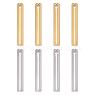 Unicraftale 8Pcs 2 Colors Ion Plating(IP) 304 Stainless Steel Charms, Column, Golden & Stainless Steel Color, 40x6mm, Hole: 3mm, 4pcs/colors(STAS-UN0037-16)