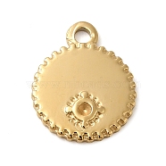 304 Stainless Steel Pendant Rhinestone Settings, Flat Round Charm, Real 14K Gold Plated, Fit for 1.2mm Rhinestone, 13x10x1.4mm, Hole: 1.1mm(STAS-K263-35G)