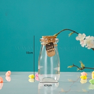 Glass Empty Wishing Bottle, with Cork Stopper & Random Style Paper Tags & Jute Twine, for DIY Craft Making, Clear, 4.9x10cm(BOTT-PW0003-004E)