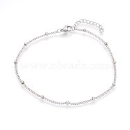 304 Stainless Steel Curb Chain Anklets, Stainless Steel Color, 9 inch(23cm), 1.6mm(AJEW-P069-02P)