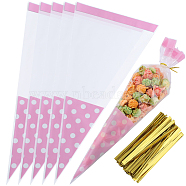 100Pcs OPP Christmas Candy Bags, Polka Dot Triangle Candy Pouches, Pearl Pink, 36.3x17.8x0.02cm(ABAG-WH0051-04)