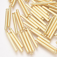 Brass Bar Pendants, Column, Real 18K Gold Plated, 20x2mm, Hole: 0.8mm(KK-S348-385B)
