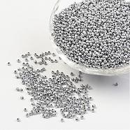 12/0 Grade A Glass Seed Beads, Baking Paint, Round, Silver, 2x1.5mm, Hole: 0.7mm, about 3000pcs/50g(X-SEED-Q009-FJX34)
