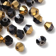 Transparent Electroplate Glass Beads, Half Golden Plated, Faceted, Bicone, Indigo, 4.5x4mm, Hole: 1mm, 500Pcs/bag(EGLA-I016-01D)