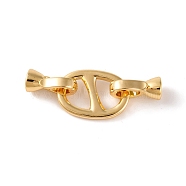 Brass Fold Over Clasps, Oval, Real 18K Gold Plated, 33mm, Hole: 3.5mm(KK-U016-23G)