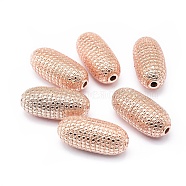 Rack Plating Brass Beads, Long-Lasting Plated, Oval, Rose Gold, 28x13mm, Hole: 2.5mm(X-KK-O125-08RG)