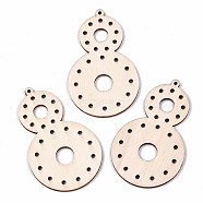 Undyed Natural Wooden Big Pendants, Laser Cut Shapes, Gourd, Antique White, 65x39.5x2mm, Hole: 1.8mm(WOOD-N007-057)