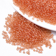 Glass Seed Beads, Fit for Machine Eembroidery, Transparent Colours, Round, Tomato, 2.5x1.5mm, Hole: 1mm, about 2222pcs/50g(X-SEED-S042-11A-03)