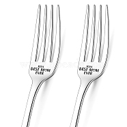 Globleland Word Pattern 304 Stainless Steel Fork, with Coated Paper Cutlery Storage Box, Word, 200x24mm, Fork: 2pcs/box(AJEW-GL0001-17M)