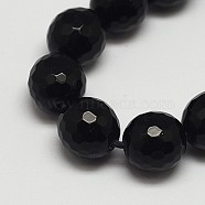 Faceted Round Grade A Black Stone Beads Strands, Dyed, Black Stone, 10mm, Hole: 1mm, about 38pcs/strand, 15.3 inch(G-N0137-04-10mm)