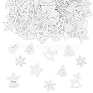 Unfinished Wooden Blank Cutouts, Wooden Slices for Painting Arts, Home Decor, White, Snowflake/Tree/Star, White, 2.3~3x2~3.1x0.2~0.3cm, about 150pcs/box(WOOD-FH0002-07)