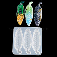 Hair Clip Silicone Molds, Resin Casting Molds, For UV Resin, Epoxy Resin Jewelry Making, Leaf, White, 90x94x5.5mm, Inner Diameter: 81x27mm(DIY-D046-10)