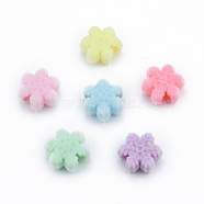 Christmas Opaque Resin Beads, Flocky Snowflake, Mixed Color, 13x15x6mm, Hole: 3.5mm(RESI-G047-13)