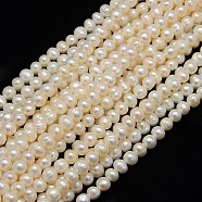 Natural Cultured Freshwater Pearl Beads Strands, Potato, Creamy White, 6.5~7mm, Hole: 0.8mm, about 49~54pcs/strand, 13.19''(33.5cm)(PEAR-N013-06I)