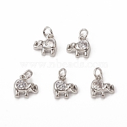 Glass Charms, with Brass Findings & Jump Rings, Elephants, Platinum, 9.5x9.5x3mm, Hole: 3mm(KK-E068-VB221)