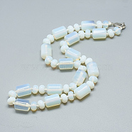Opalite Beaded Necklaces, with Alloy Lobster Clasps, Column, 18.1 inch~18.5  inch(46~47cm), Column: 13~14x10mm(NJEW-S392-14)