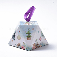 Christmas Gift Boxes, with Ribbon, Gift Wrapping Bags, for Presents Candies Cookies, Light Blue, 8.1x8.1x6.4cm(X-CON-L024-E03)