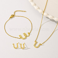 Luxury Metal Copper Jewelry Set with Zirconia U-shaped Letter Necklace.(US2211)
