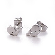 304 Stainless Steel Stud Earrings, with Ear Nuts/Earring Back, Whale Shape, Stainless Steel Color, 5x8.5mm, Pin: 0.8mm(X-EJEW-F227-19P)
