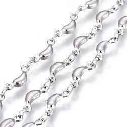 3.28 Feet 304 Stainless Steel Link Chains, Soldered, Moon, Stainless Steel Color, 10x4x2mm(X-STAS-P219-70)