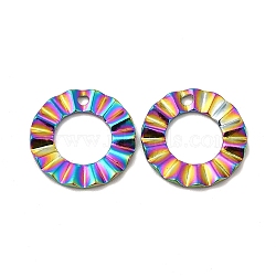Ion Plating(IP) 
304 Stainless Steel Pendants, Round Ring Charm, Rainbow Color, 18x3mm, Hole: 1.8mm(STAS-I671-22MC)