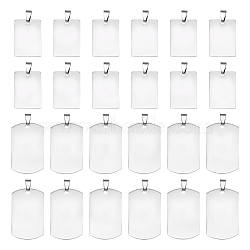 24Pcs 2 Style 201 Stainless Steel Pendants, Mirror Polished Finish Stamping Blank Tag, Rectangle, Stainless Steel Color, 30~43x20~24x1mm, Hole: 3~7mm, 12pcs/style(STAS-UN0044-18)