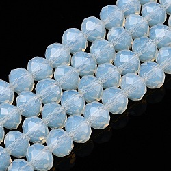 Glass Beads Strands, Imitation Jade, Faceted, Rondelle, Clear, 8x6mm, Hole: 1mm, about 64~65pcs/strand, 40~41cm(EGLA-A044-J8mm-D06)