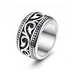 316 Stainless Steel Finger Ring with Enamel for Men, Leaf, US Size 8(18.1mm)(PW-WG56139-01)